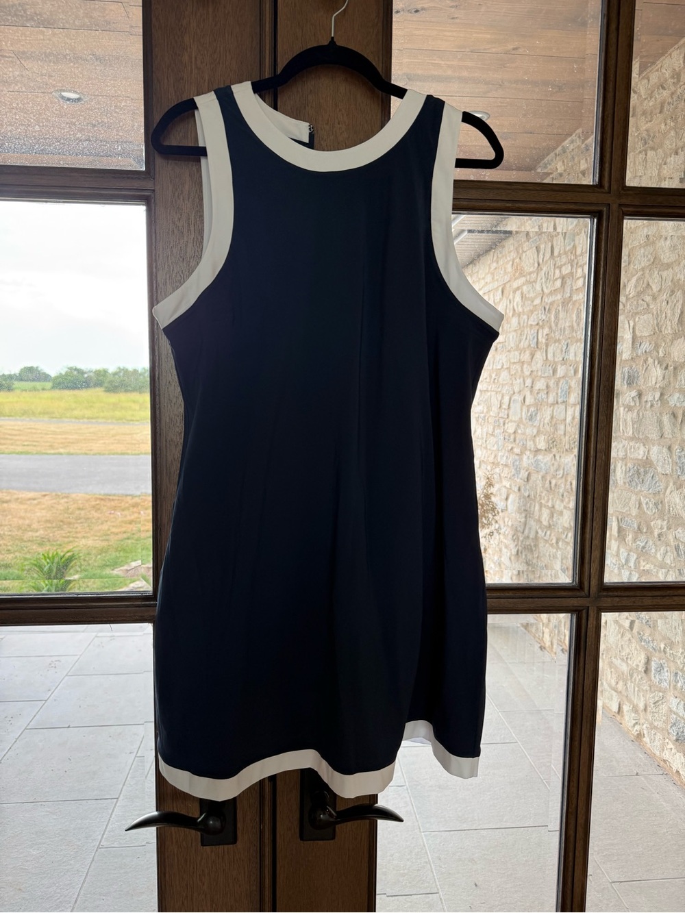 NEVER WORN ATHLETIC ABERCROMBIE Sleeveless Navy Shift Dress with White Trim